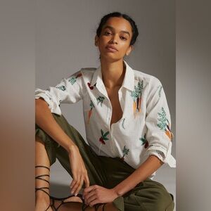 Anthropologie Maeve Embroidered Veggie Top
